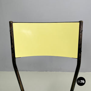 Chair in light yellow laminate and black metal, 1960s