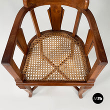 Carica l&#39;immagine nel visualizzatore di Gallery, Tub chair in wood and straw, 1930s
