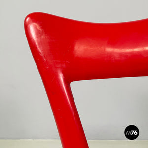 Chair in red plastic and black metal, 1960s