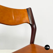 Load image into Gallery viewer, Chair in brown leather and dark wood, 1960s
