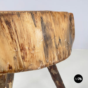 Rustic table stools in wood, 2000s