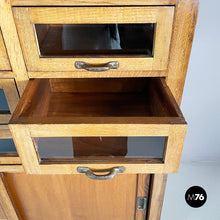 将图片加载到图库查看器，Sideboard with drawers in wood and glass, 1940s
