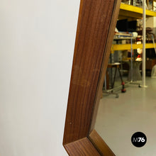 Load image into Gallery viewer, Wall mirror in wood and black leather, 1960s
