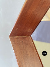 将图片加载到图库查看器，Hexagonal wall mirror with wooden frame, 1960s
