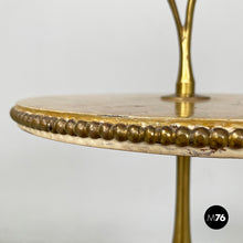 Load image into Gallery viewer, Coffee table in brass and wood with marble effect, 1960s
