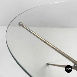 Coffe table in glass and  burnished metal, 1960s