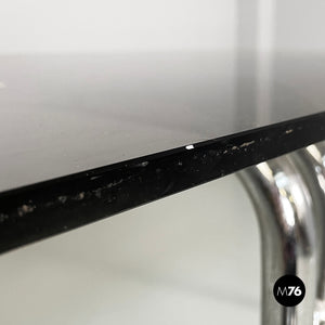 Dining table in smoked glass and steel, 1970s