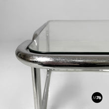 Load image into Gallery viewer, Coffee table in glass and chromed steel, 1970s
