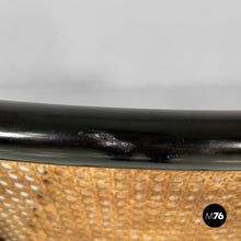将图片加载到图库查看器，Chair in black wood, straw and steel, 1960s
