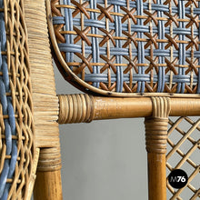 Carica l'immagine nel visualizzatore di Gallery, Chairs in rattan and light blue rattan, early 1900s
