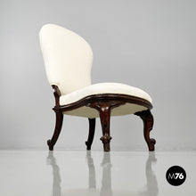 将图片加载到图库查看器，Wooden and white fabric armchairs, 1930s
