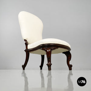 Wooden and white fabric armchairs, 1930s