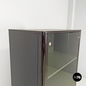 Wooden black lacquered wardrobe, 1970s