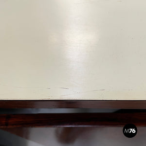 Desk in wood, black metal and brass, 1960s