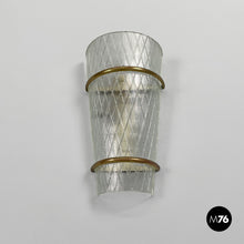 Load image into Gallery viewer, Conical glass and metal wall lamps, 1950s
