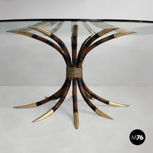Carica l'immagine nel visualizzatore di Gallery, Dining table in bamboo and glass , 1980s
