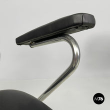 Load image into Gallery viewer, Swivel office chairs in steel and faux leather, 1960s
