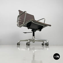 Load image into Gallery viewer, Dark grey leather office chair by Charles and Ray Eames for ICF, 1970s
