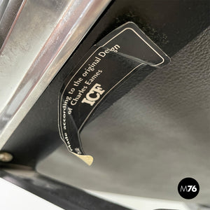 Dark grey leather office chair by Charles and Ray Eames for ICF, 1970s
