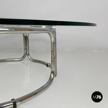 将图片加载到图库查看器，Coffee table in steel and glass, 1970s
