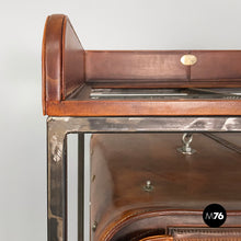 Load image into Gallery viewer, Wardrobe in brown leather and metal, 1980s
