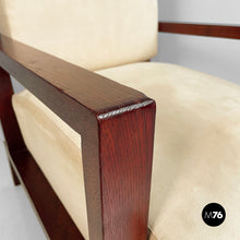 将图片加载到图库查看器，Armchair in wood and beige fabric, 1930s
