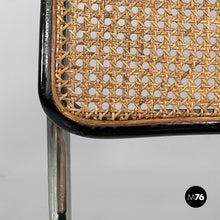 将图片加载到图库查看器，Chair in black wood, straw and steel, 1960s
