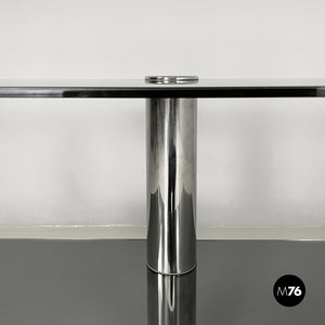 Console in smoked glass and steel, 1980s