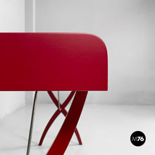 画像をギャラリービューアに読み込む, Console in burgundy wood and metal, 1980s
