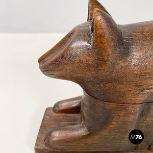 Wooden cat jewelry box or object holder, 1920s