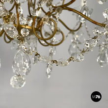 Carica l&#39;immagine nel visualizzatore di Gallery, Glass drop chandelier with brass structure, 1900-1950s
