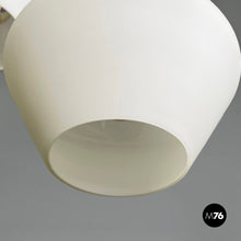 将图片加载到图库查看器，Three-light chandelier in glass and black metal, 1950s
