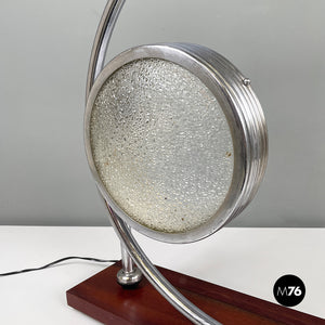 Table lamp with crafted glass, metal and wood, 1980s