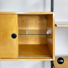 Load image into Gallery viewer, Modular bookcase in wood and black metal, 1960s
