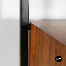 将图片加载到图库查看器，Bookcase in wood, black metal and brass, 1960s
