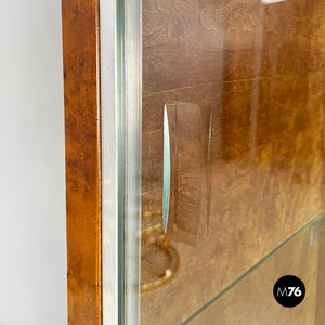 Asymmetrical wooden sideboard with glass display cabinet, 1920s