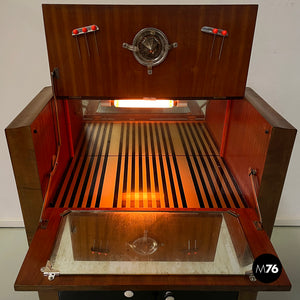 Wooden bar cabinet with lamp, 1940s