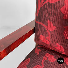 画像をギャラリービューアに読み込む, Armchair in wood and red fabric, 1930s
