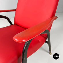 Load image into Gallery viewer, Armchair in red sky and black metal, 1960s
