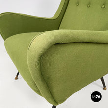 Load image into Gallery viewer, Armchairs in green fabric, 1950s
