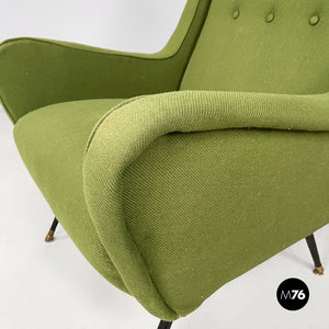 Armchairs in green fabric, 1950s