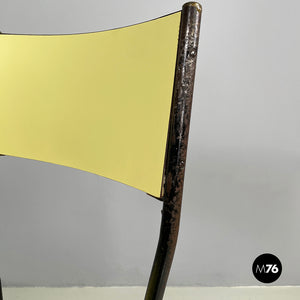 Chair in light yellow laminate and black metal, 1960s