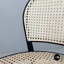 Load image into Gallery viewer, Chairs in straw and black wood, 1970s
