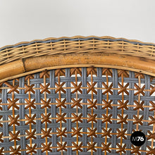Load image into Gallery viewer, Chairs in rattan and light blue rattan, early 1900s
