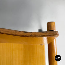 Load image into Gallery viewer, Chairs with armrests in wood and black metal, 1970s
