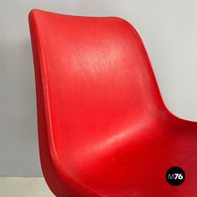 Load image into Gallery viewer, Stackable chairs in red plastic and black metal, 2000
