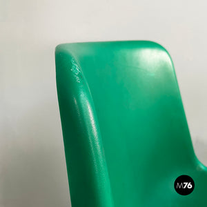 Stackable chairs in green plastic and black metal, 2000s