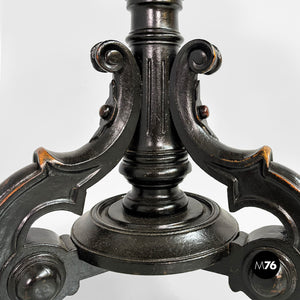 Stool in wood and brown leather, 1930s