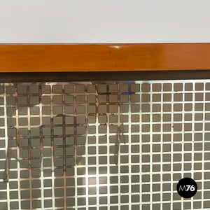 Sideboard in wood, brass and glass, 1940s