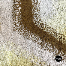 将图片加载到图库查看器，White, yellow and brown long pile carpet, 1970s
